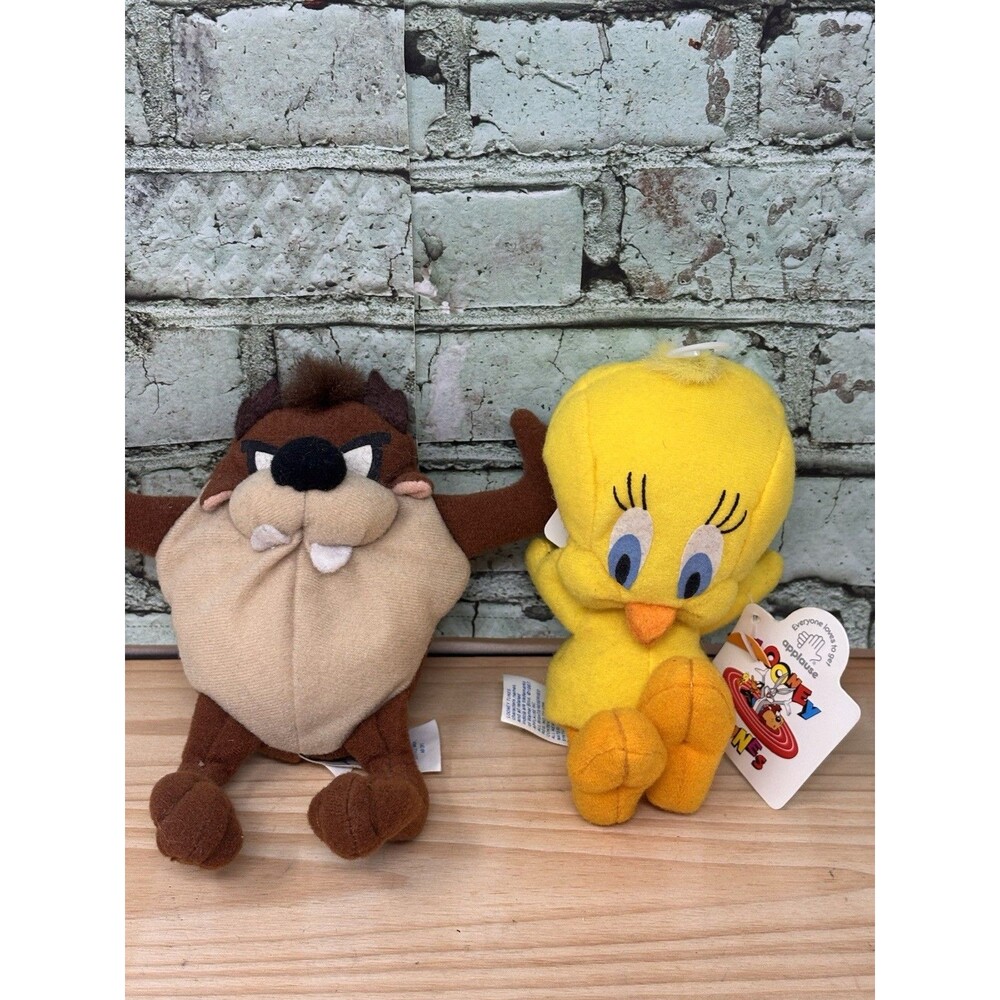 1997 Applause Looney Tunes Tweety Bird Bean Bag Plush,Taz Devil With Tags Lot 2